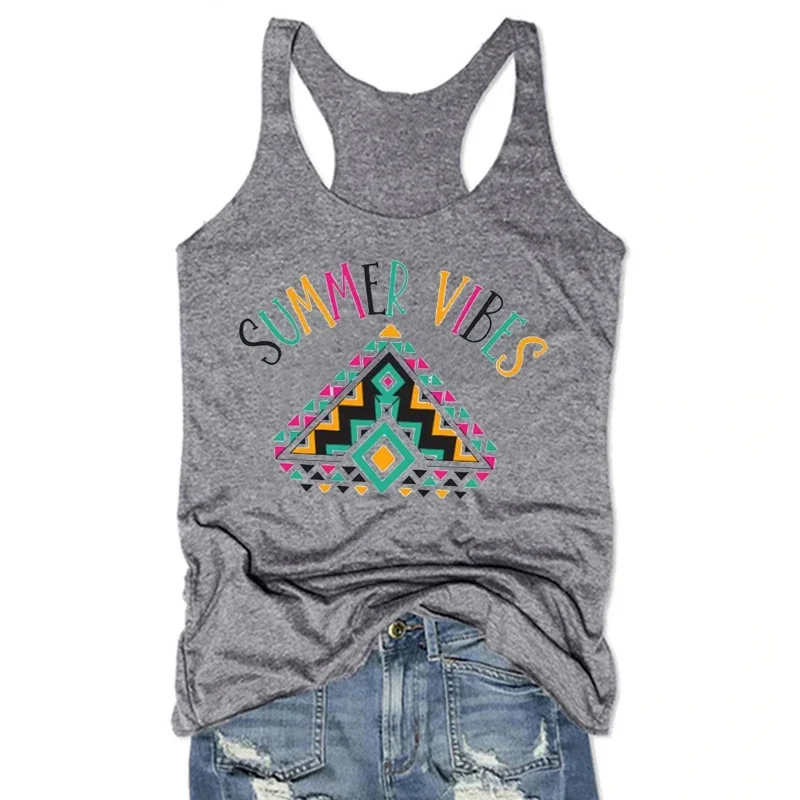

Summer Vibes Tank Tops Vacation Top Beachwear Gifts for Her Casual Summer Clothes Cute Women Clothing m