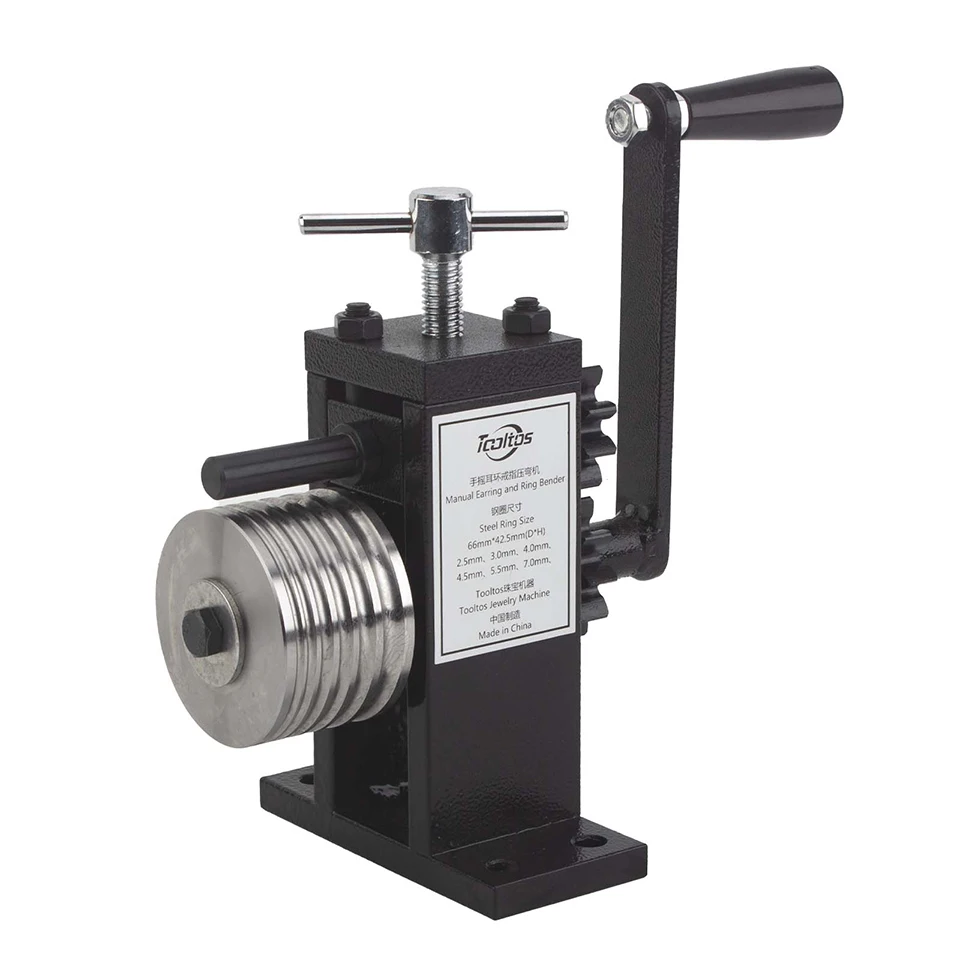 Auble Hand Cranked Stainless Steel Jewelry Bender Machine Steel Roller for Ring Bangle Earring Making Manual Bracelet Bending