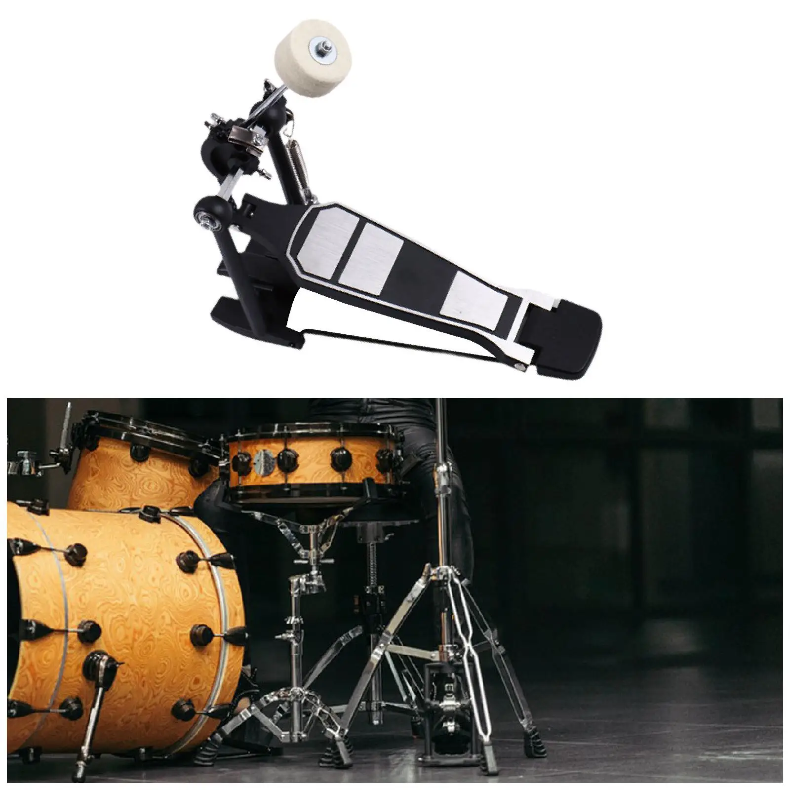 

Strong Sturdy Single Drum Pedal Felt Beater Adjustable Angle Percussion Instrument for Practicing Drum Pad Performance