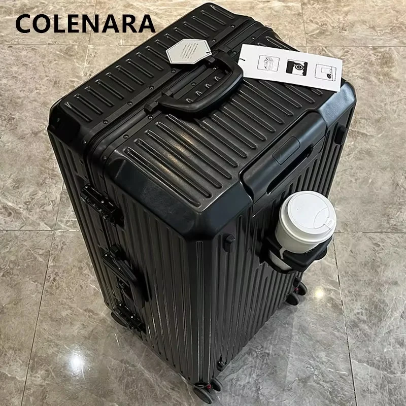 COLENARA New Suitcase Aluminum Frame Trolley Case Large Capacity Password Box 22