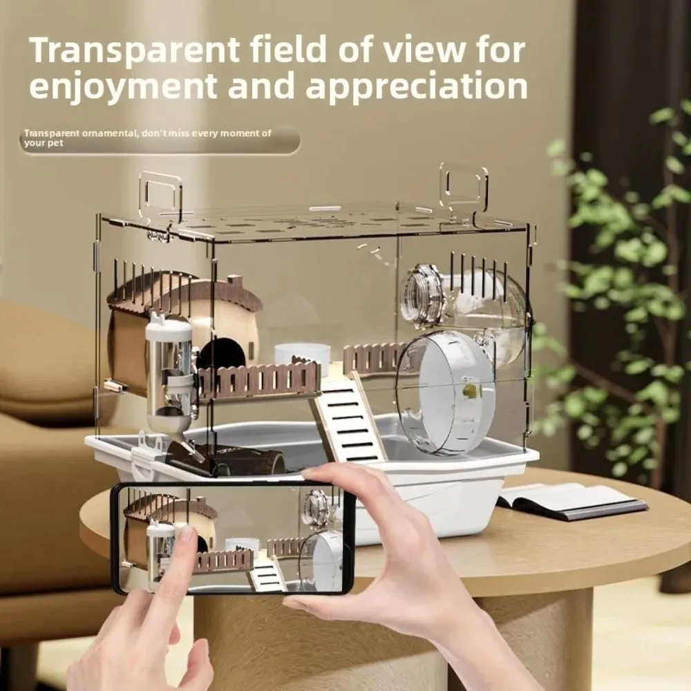 In Stock Acrylic Hamster Cage Transparent Double-Layer Habitat Villa for Syrian Hamsters, Ideal Starter Home for Winter rabbit - Image 2