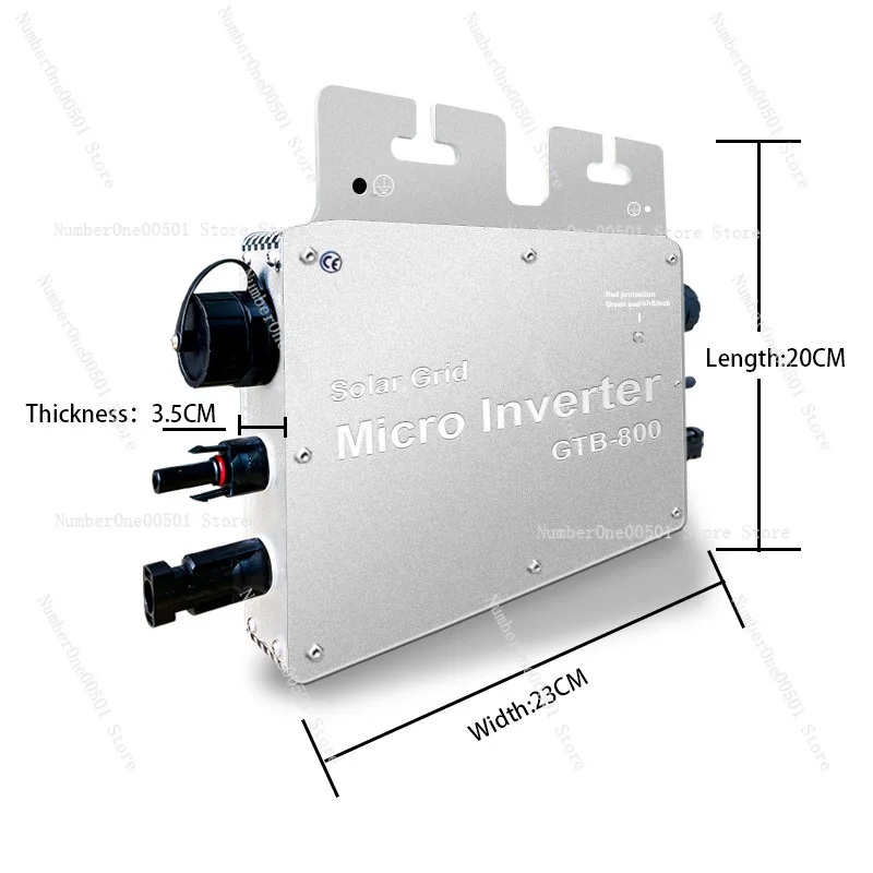 GTB800W Silver Micro Grid Tie Inverter with WiFi APP Remote Monitoring for Balcony Solar Power System Home PV