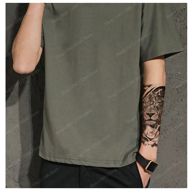 Men\'s Temporary Tattoos for Hand Arm Body Waterproof Wolf Tiger Lion Animal Tattoo Stickers Fake Tattoo Decal for Women