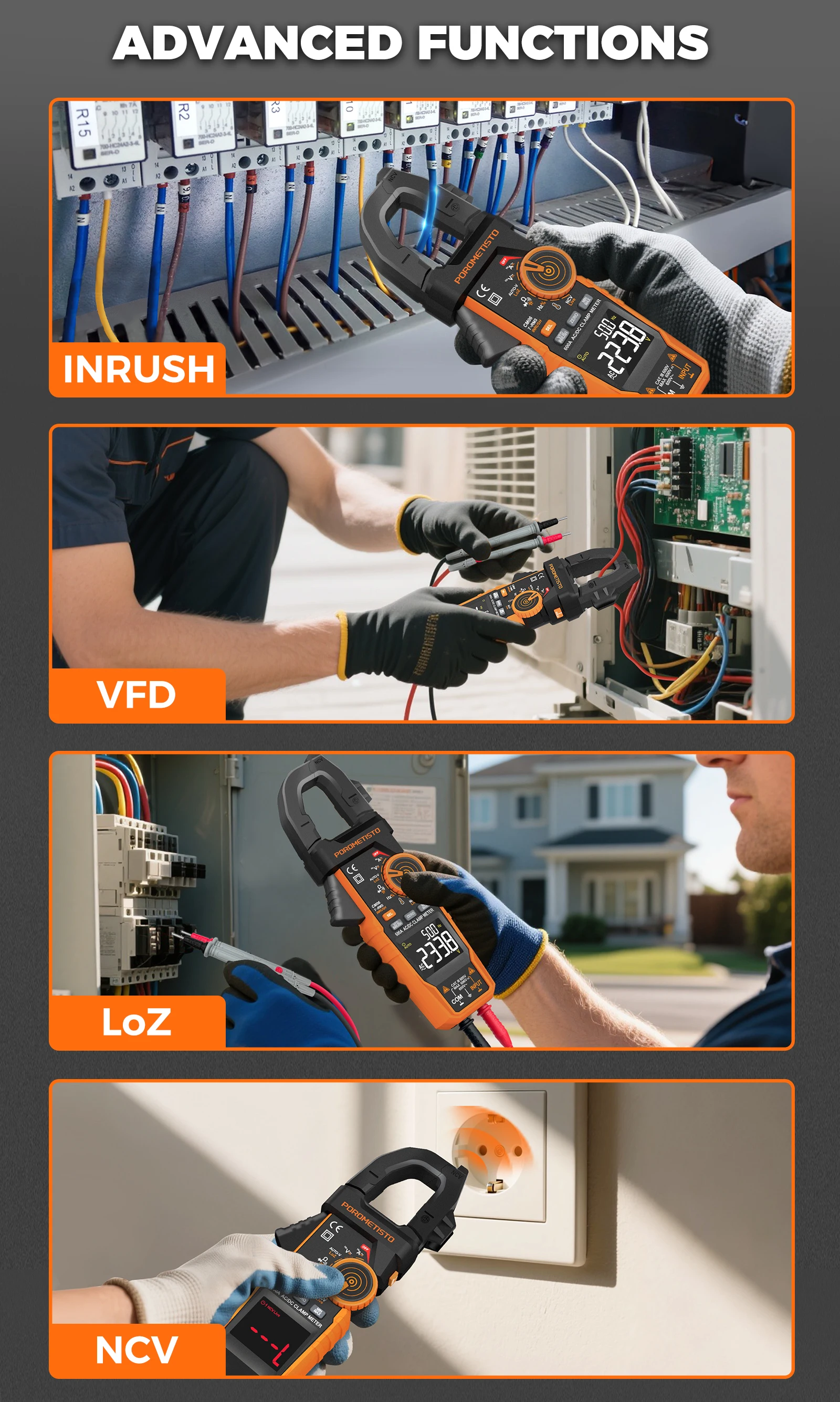 Digitales Zangenmessgerät Multimeter AC/DC 600A/1000A Amperemeter True RMS Multimeter Hochpräzise Kapazitätsmessung NCV Ohm Hz Spannungsprüfer – Detail 8