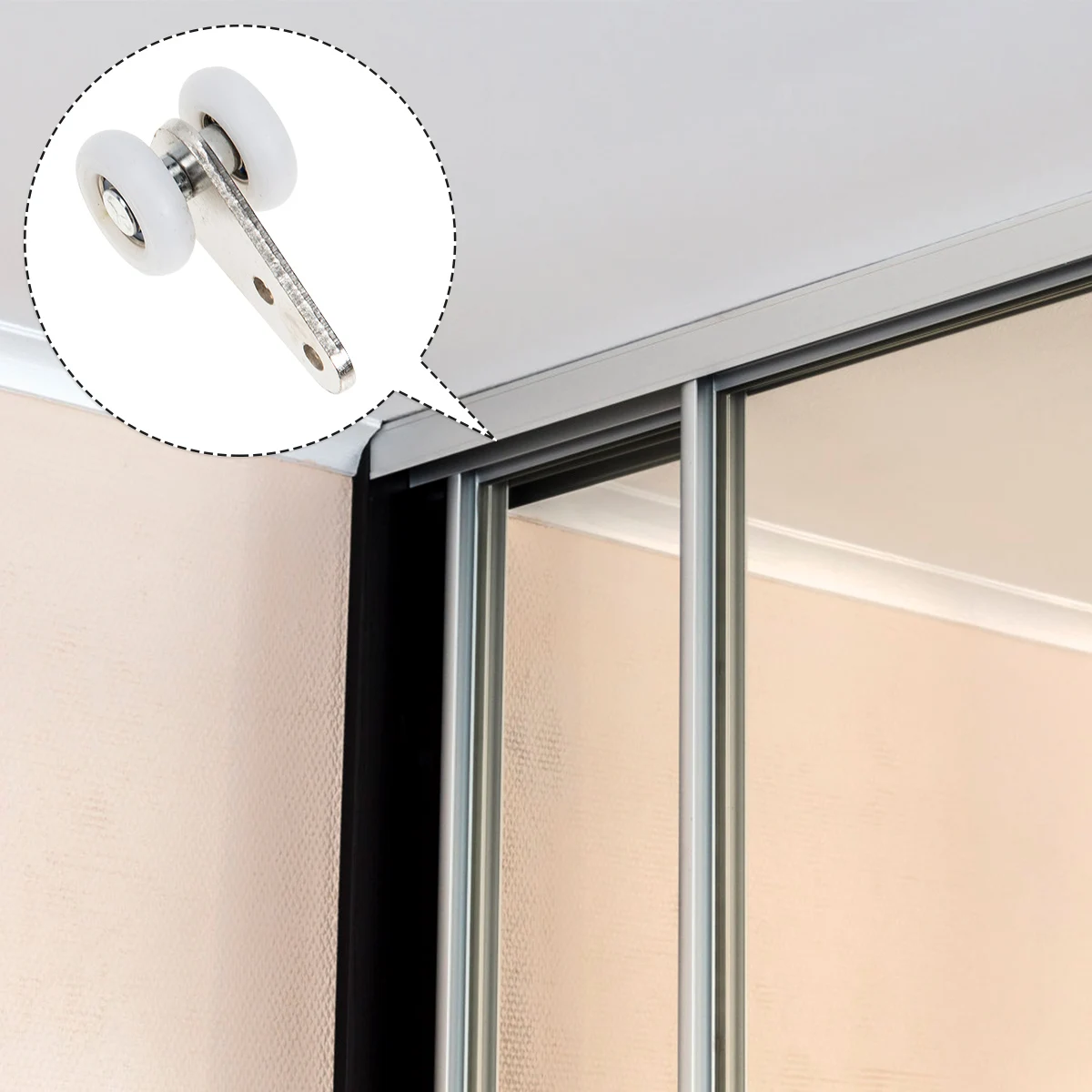 

4pcs 4 PCS Wardrobe Door Pulley Curtain Gliders for Old Tracks Wheel Rollers Runners Window White Sliding