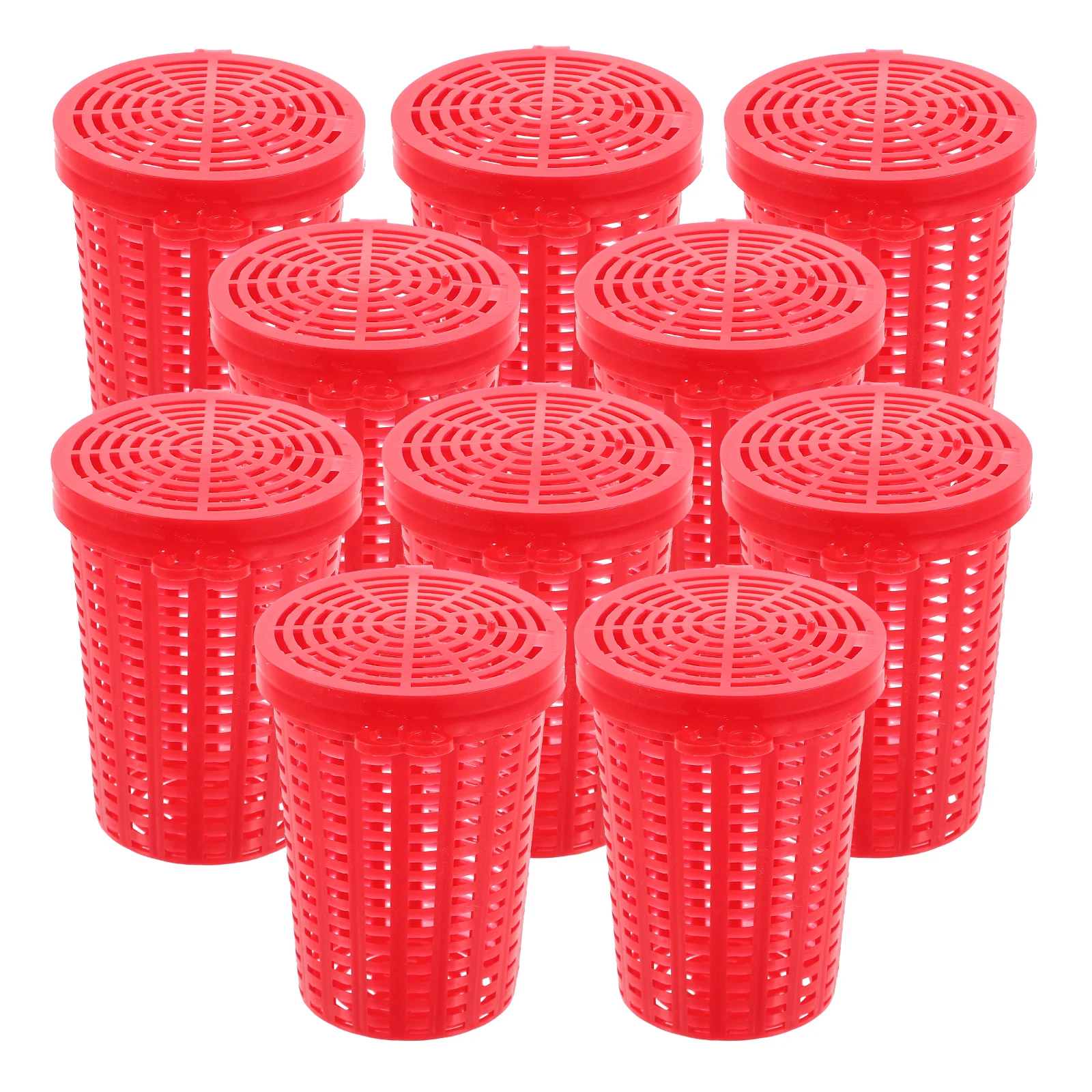 

10 Pcs Bait Cup Fishing Lure Feeder Cage Holder Basket Folding Plastic Traps