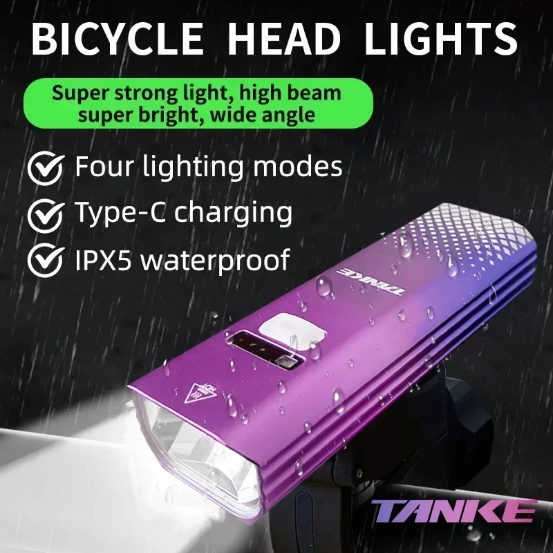

TANKE Bike Bicycle Light USB Rechargeable Set MTB Road Bike Front Headlight Lamp Flashlight Cycling Light Cycling Accessorie