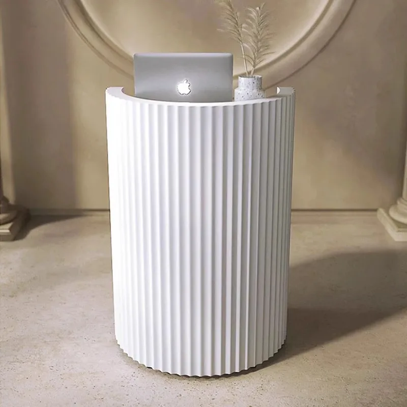 

Drawers Computer Reception Desks White Counter Standing Aesthetic Reception Desks Business Shelves Theke Rezeption Salon Desk