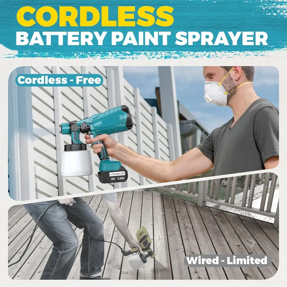 

Cordless Paint Sprayer Handheld Electric Paint Spray Gun,Adjustable Spray Width and Flow Control, Paint Sprayer for Home