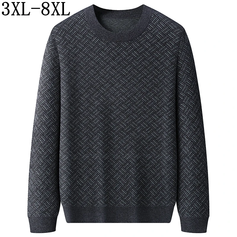 

8XL 7XL 6XL 2025 New Fall Winter High End Luxury Pullovers Casual Mens Sweaters Thick Warm Loose Sweater Man Thermal Pull Homme