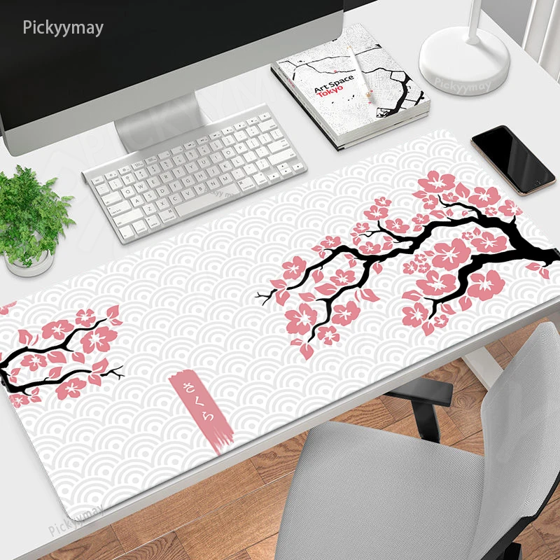 Big Blue Office Mouse Pad, Company Desk, Gamer Mousepad, Table Mats, Computador, Mat, Sakura, 100x50cm