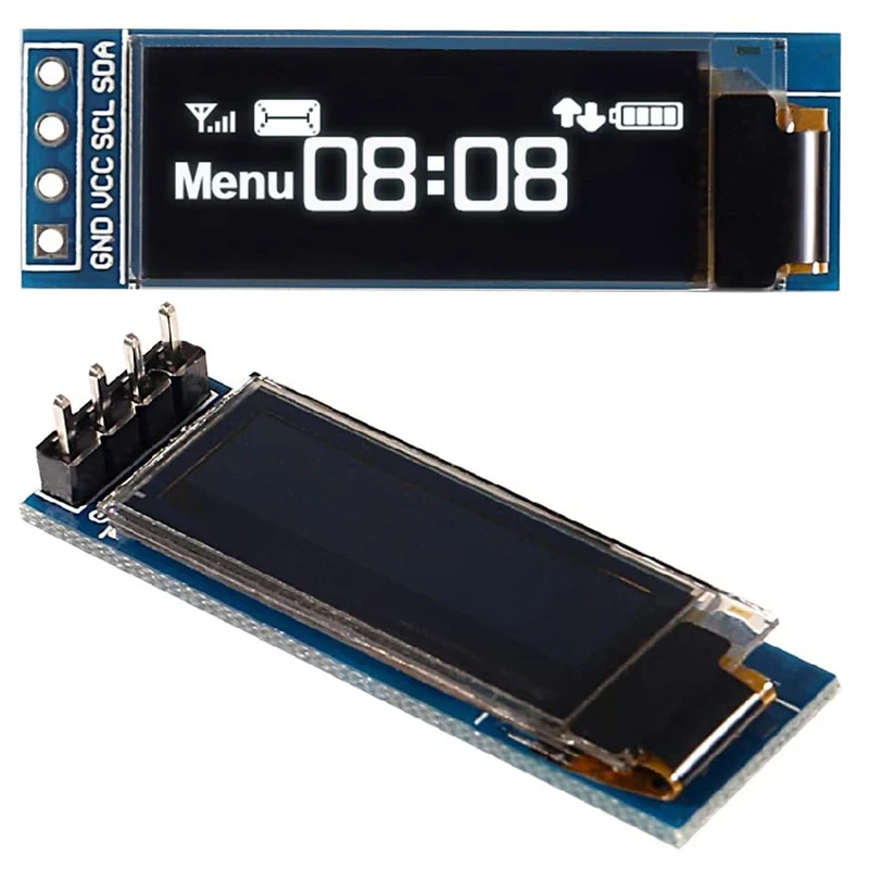 Módulo de exibição OLED de 0,96 polegadas SSD1306 I2C IIC SPI Serial 128X64 LCD 4 pinos amarelo azul branco azul para Arduino (encabezados de pinos soldados)