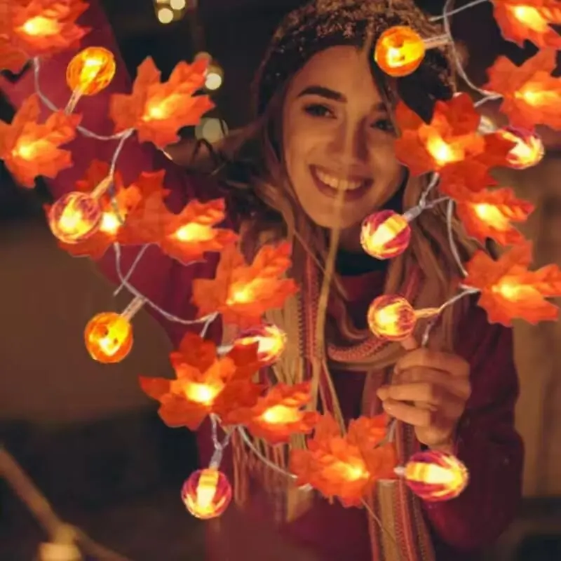 1 قطعة أوراق القيقب اليقطين 10/20LED سلسلة أضواء بطارية تعمل بالطاقة الديكور مصابيح عيد الميلاد هالوين أضواء حفلة الجنية