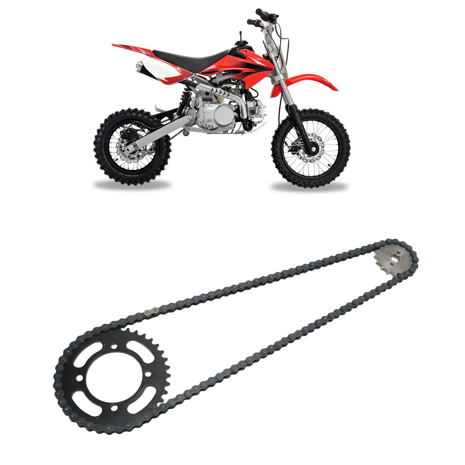 

Цепь 420 155 мм 37T Задняя передняя звездочка 420 17T для 50cc до 125cc Dirt Mini Bikes ATV Go Kart 420 Комплект звездочек цепи