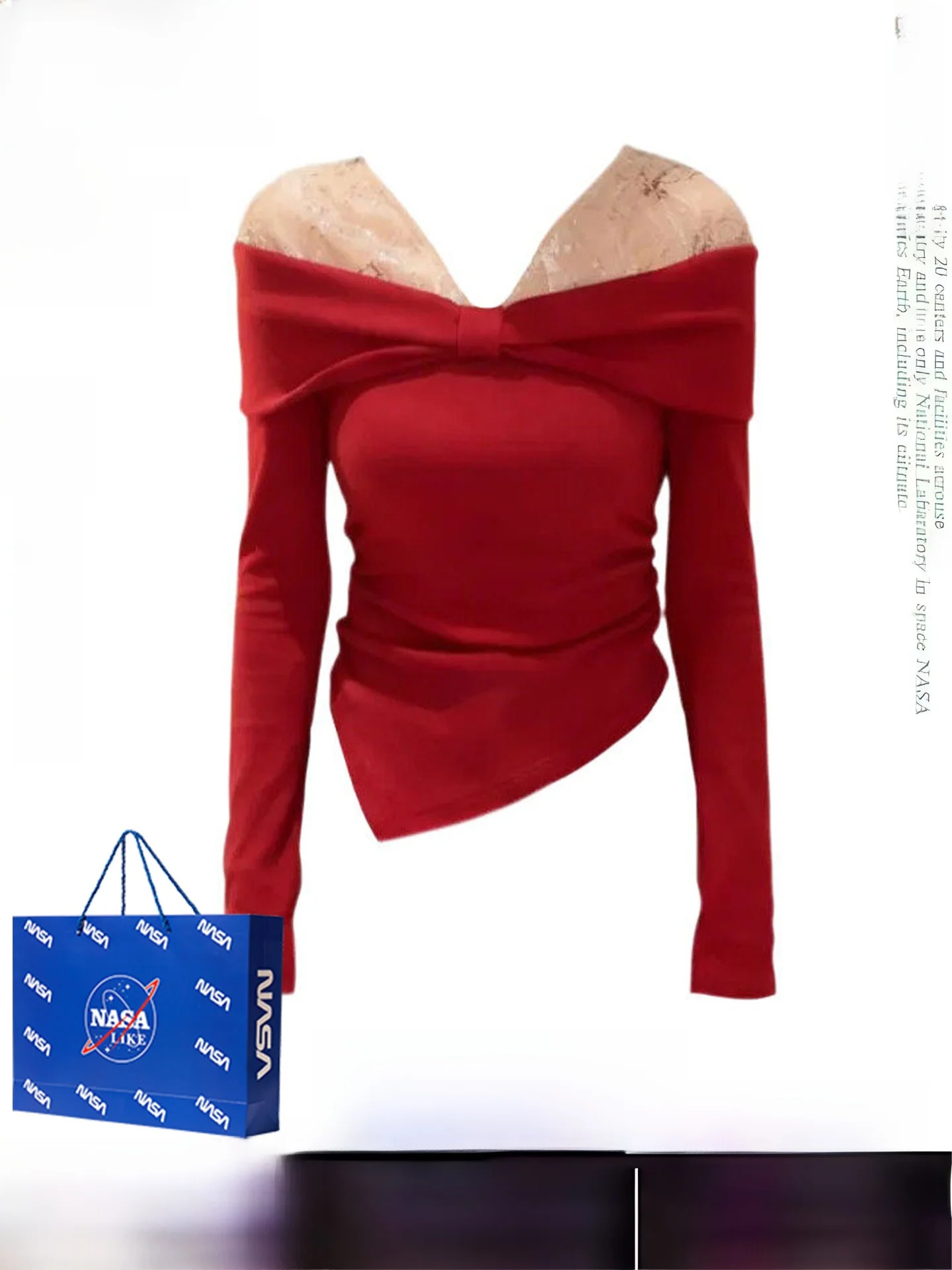 

Red Lace Sequin oulder Bared T irt Women's ort Sle Inner Wear Base irt Top for Autumn Winter New Year Aosphere