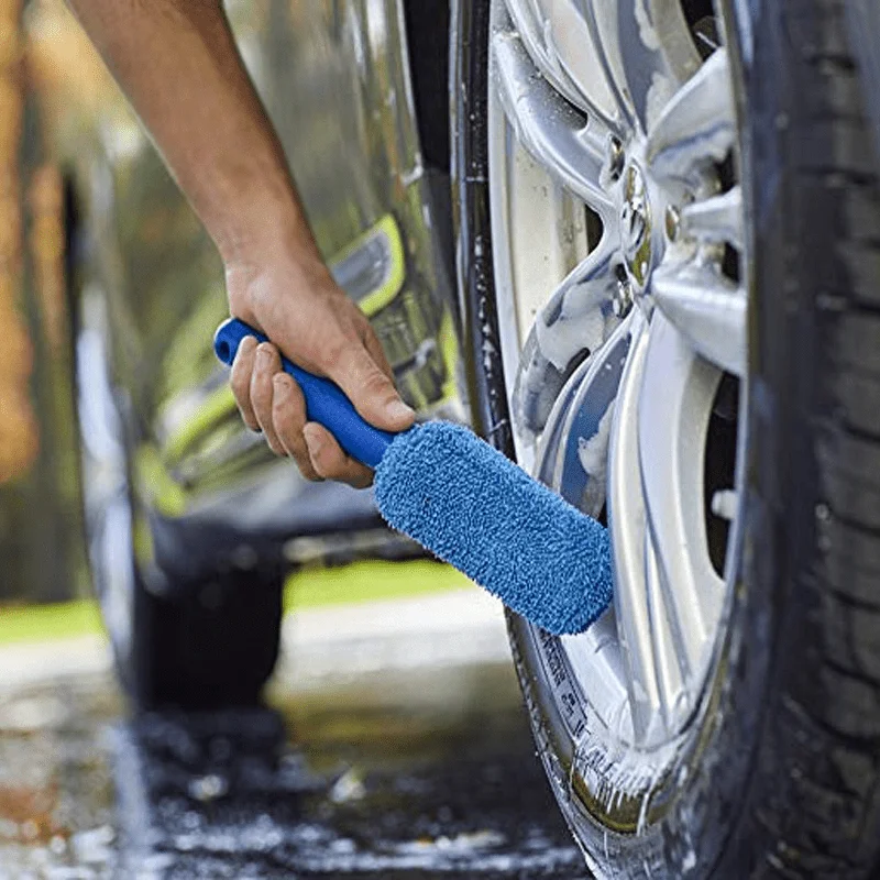 Portable Car Wheel Rim Cleaning Brush, Plastic Handle Auto Tire Wash Detailing Tool