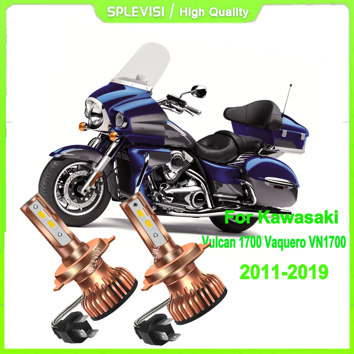 

H4 HS1 9003 led headlight high low beam - better penetration and softer light For Kawasaki Vulcan 1700 Voyager VN1700 2009-2019