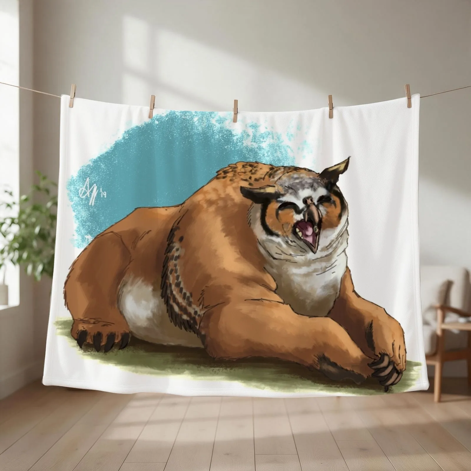 Chilling Owlbear Throw Blanket Furrys Plaid on the sofa Soft Plush Plaid Soft Beds Blankets