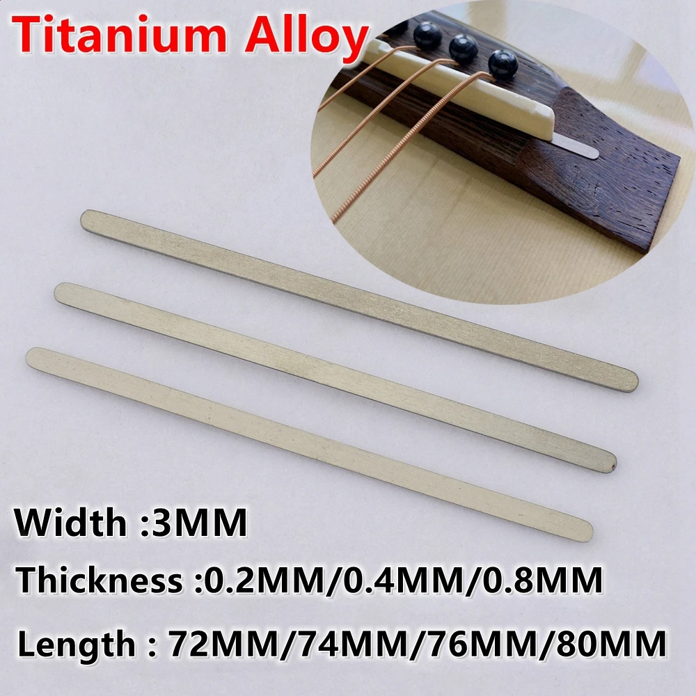 Titanium Alloy Folk  Acoustic Guitar Bridge Nut Increase Height Spacer 72mm/74mm/76mm/80mm*3.0mm*0.2mm/0.4mm/0.8mm