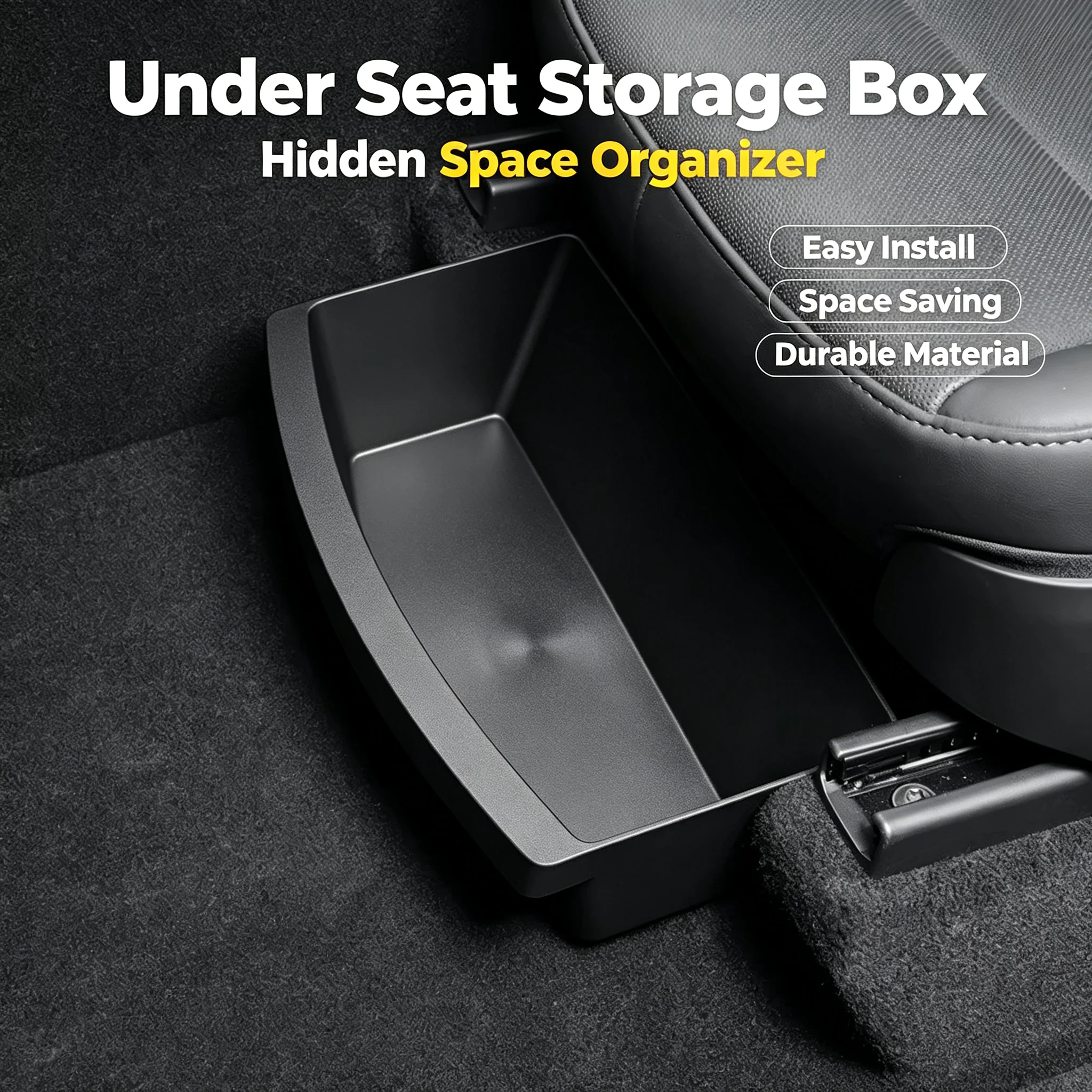 Under Seat Storage Box For Tesla New Model Y TPE Hidden Drawer Organizer Waterproof Push Pull Car Interior Accessories