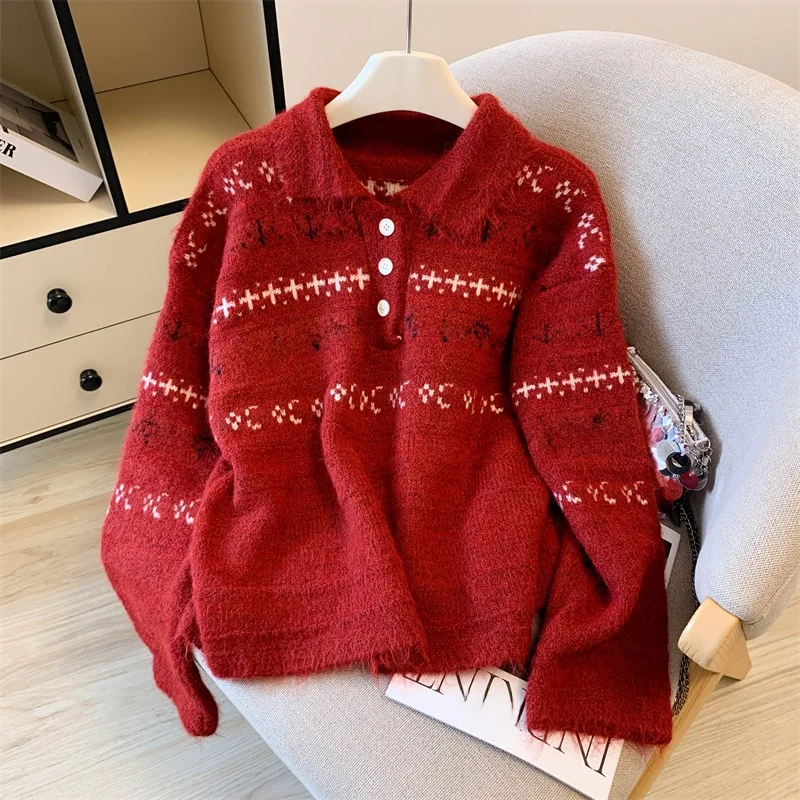 

Корейский вязаный свитер Sle Thiened, пальто, женская осенне-зимняя ветровка для колледжа, топ с длинным воротником све