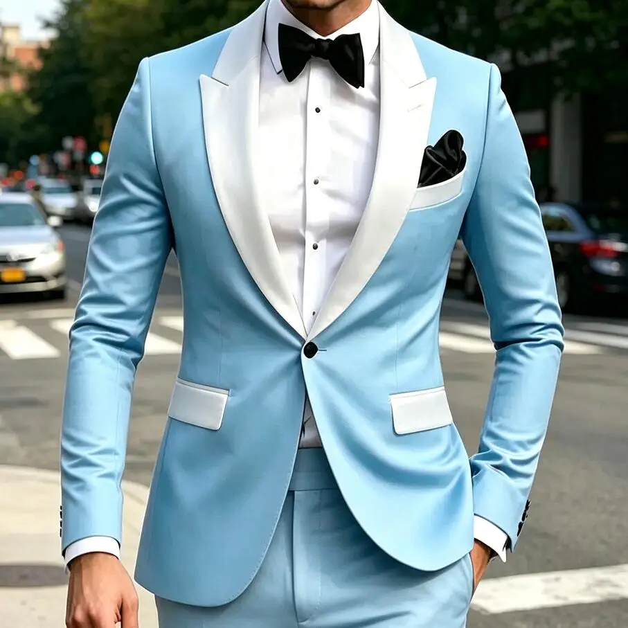 

Новые мужские костюмы Slim Fit с белыми пикообразными лацканами, на одной пуговице, стандартной длины, высокого качества, для свадеб и торжественных мероприятий, комплект из 2 предметов: пиджак и брюки.