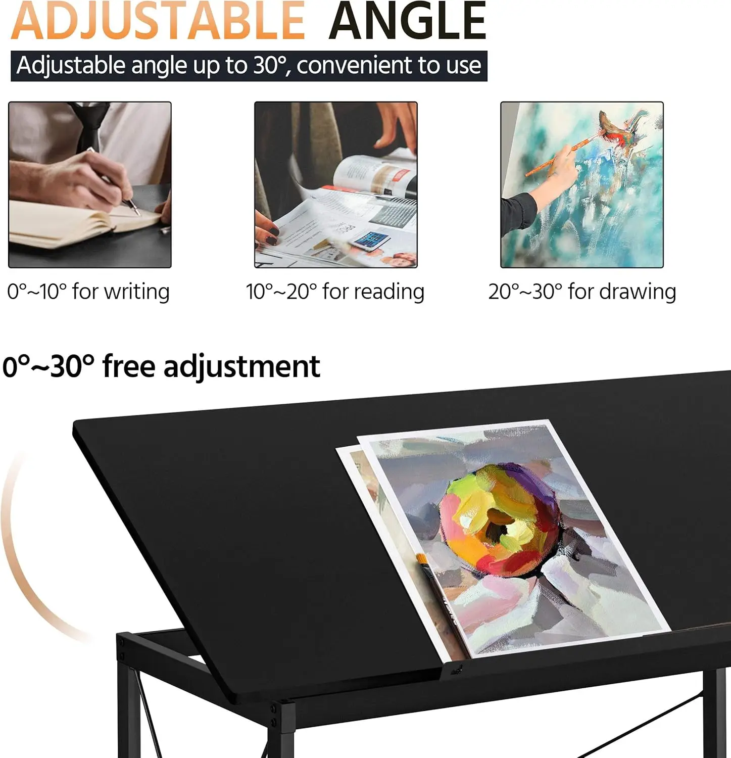 Yaheetech 47"x24"Drafting Table Drawing/Crafting Table/Desk Art Desk for Artists Tilting Tabletop Basic Painting Writing Station