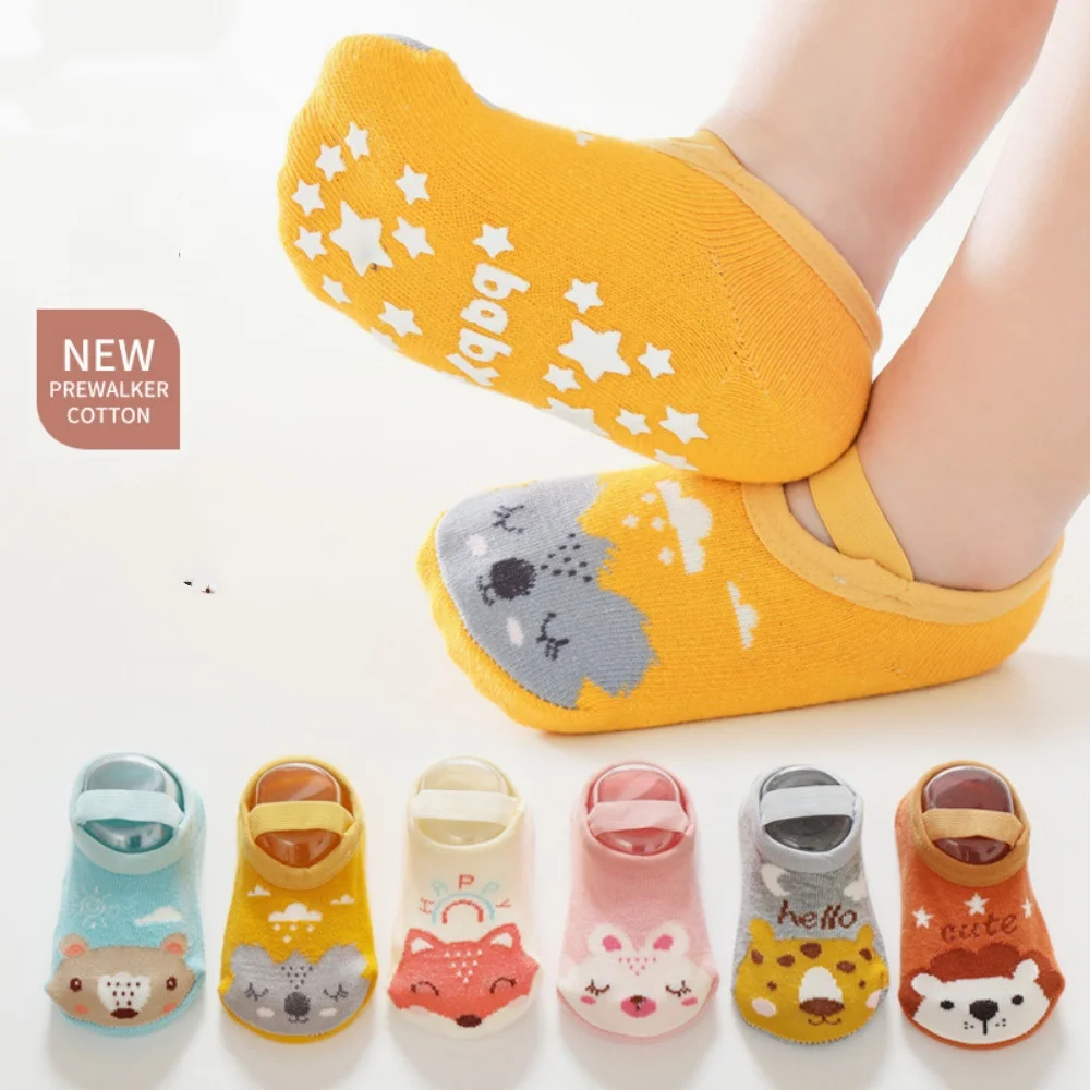 

2025 New Children's Edged Socks Baby Crawling Socks Infant Floor Socks Cartoon Printed Anti-slip Socks Wholesale
