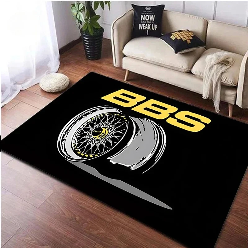 Motorsport Carpet Mat Rug - Racing Wheel Logo Home Decoration for Living Room Garage Non-Slip Floor Mat Bedroom Decor Carpet