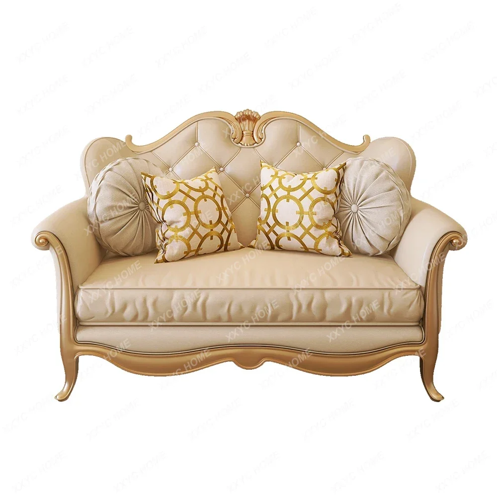 

leather simple solid wood first layer cowhide light luxury living room combination