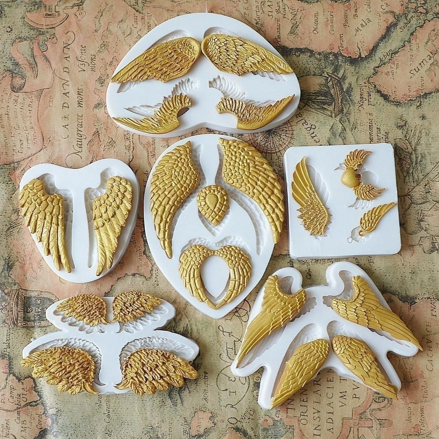 Various Styles Of Angel Wing Silicone Molds Are Used For Various Pendants Accessories Cakes Candies And Chocolate Decoration