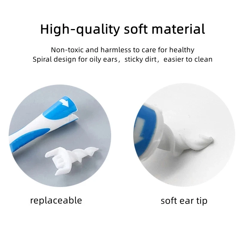 Hot Ear Wax Remover Tool Spiral Ear Cleaner With Soft Silicone 16 Replacement Tips Simply To Grab Extract Earwax Ear Health Care - view 5
