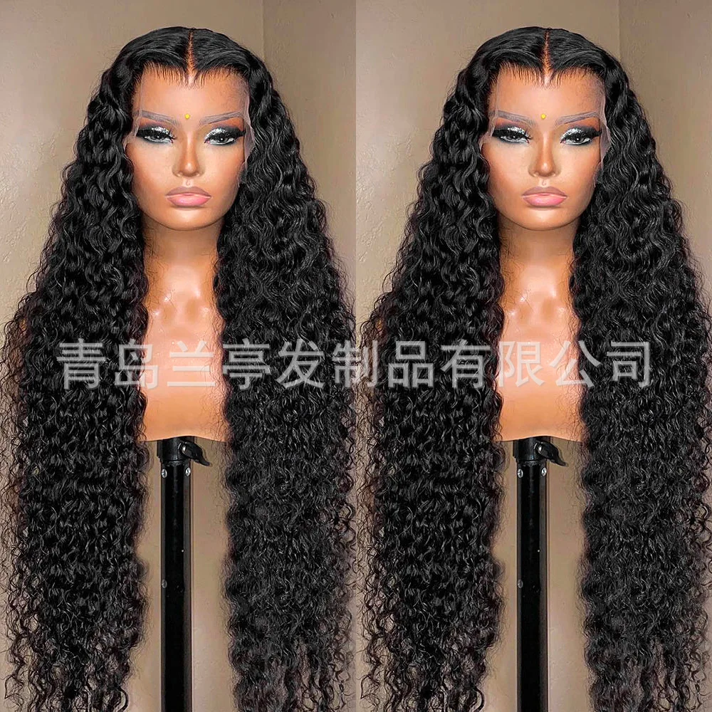 Synthetic Lace Front Wig for Women Long Curly Black Middle Part Full Wigs Heat Resistant Fiber Costume Party Cosplay Hairpiece