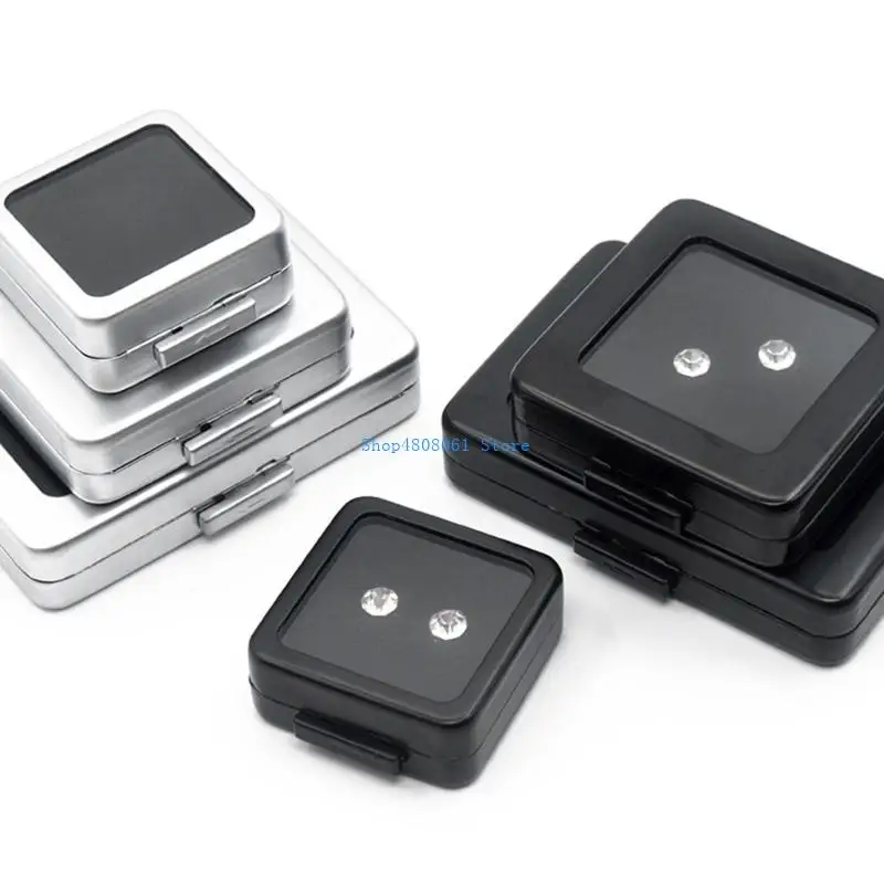 

T3LC Square Metal Memory Sponge Stone Beads Pendant Holder Showcase
