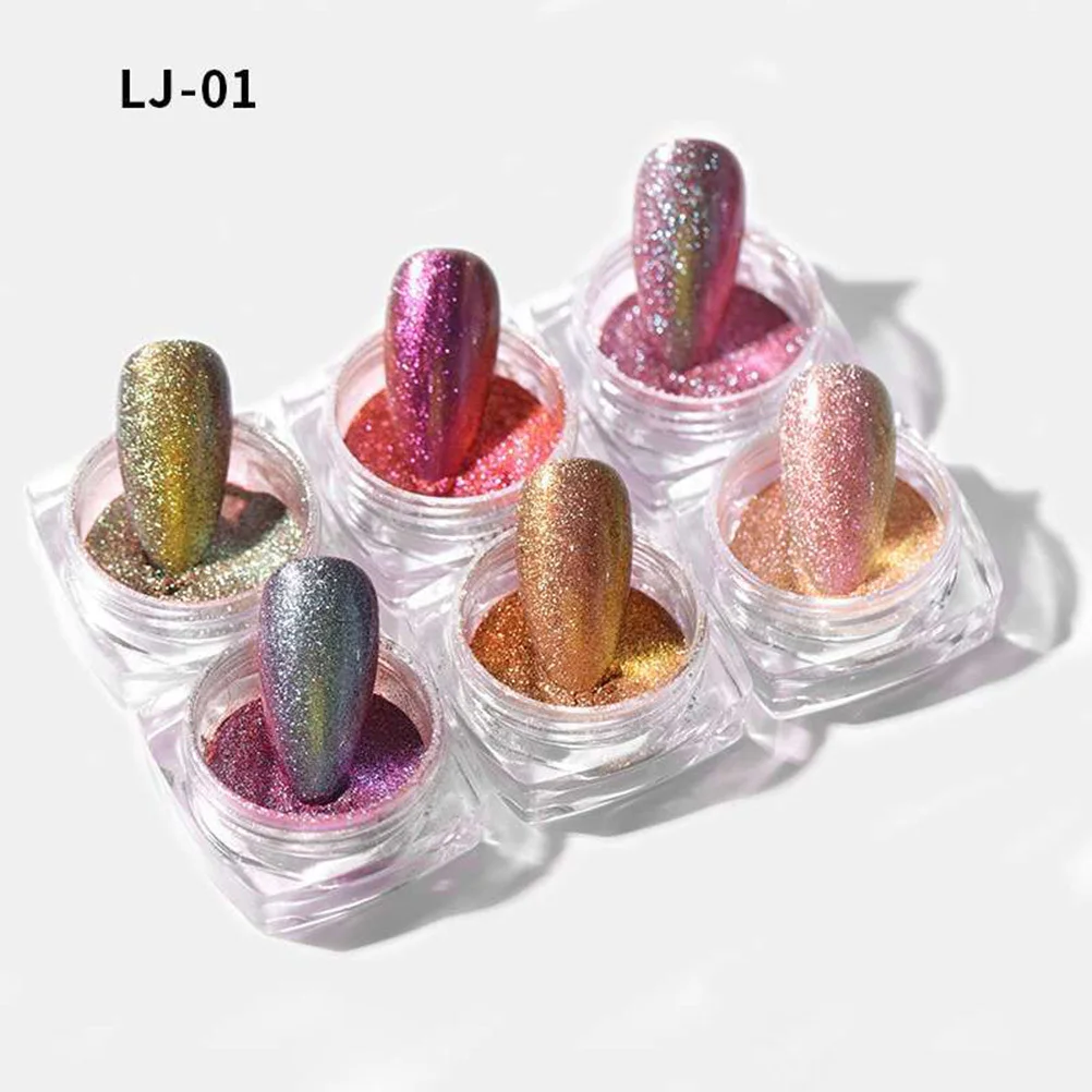 6 stks 6 Kleuren Drijfzand Poeder Set Diy Nail Art Manicure Kit Voor Natuurlijke Kunstnagels Decoratie Ambachten Manicure Drijfzand