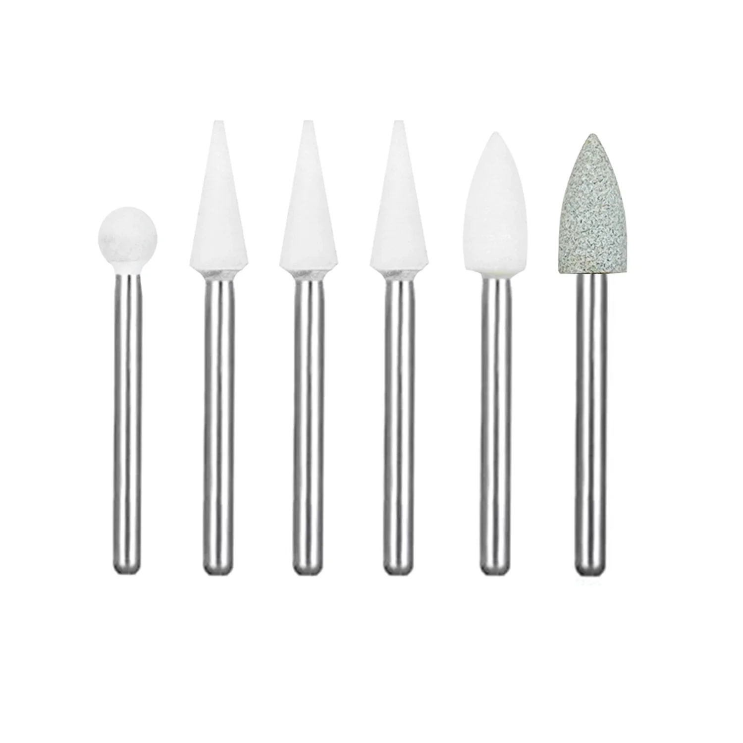 6pcs/Box JOLANT Dental White Stone Polishing FG Siilicone Polisher FG Drill Cone Round Shape Flame White Sandstone Grinding Head