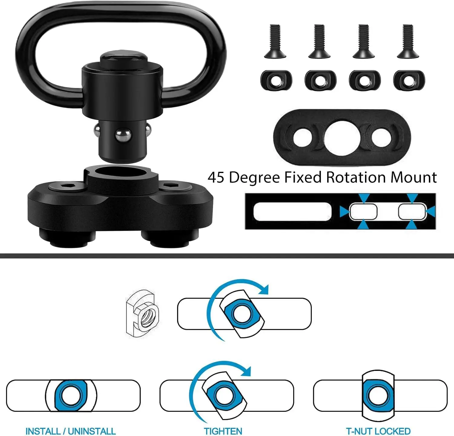 QD M-LOK Sling Swivel Adapter Rail Mount SLING Buckle Metal Strap Loop Strap Rail Mount Steel Push Button image 4
