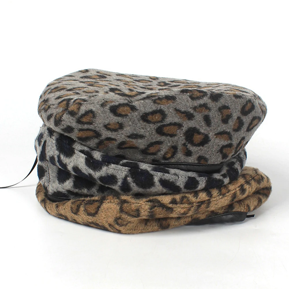 

Leopard Print Beret Hats for Women Beanie Woman The Cap Berets Berret and Beanies
