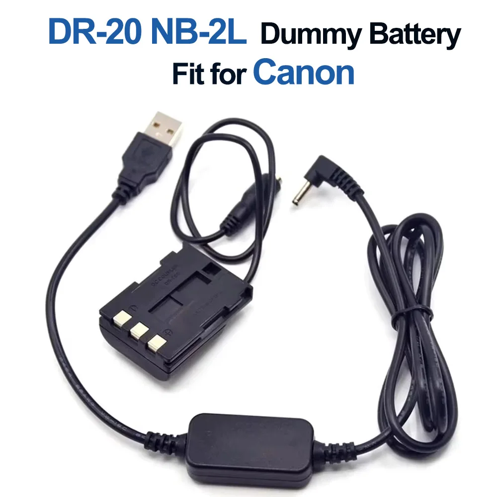 

5V USB to DC Cable NB-2L NB2L Dummy Battery DR-20 DC Coupler for Canon G7 G9 S40 S45 S50 S55 S60 S70 S80 EOS 350D 400D Camera