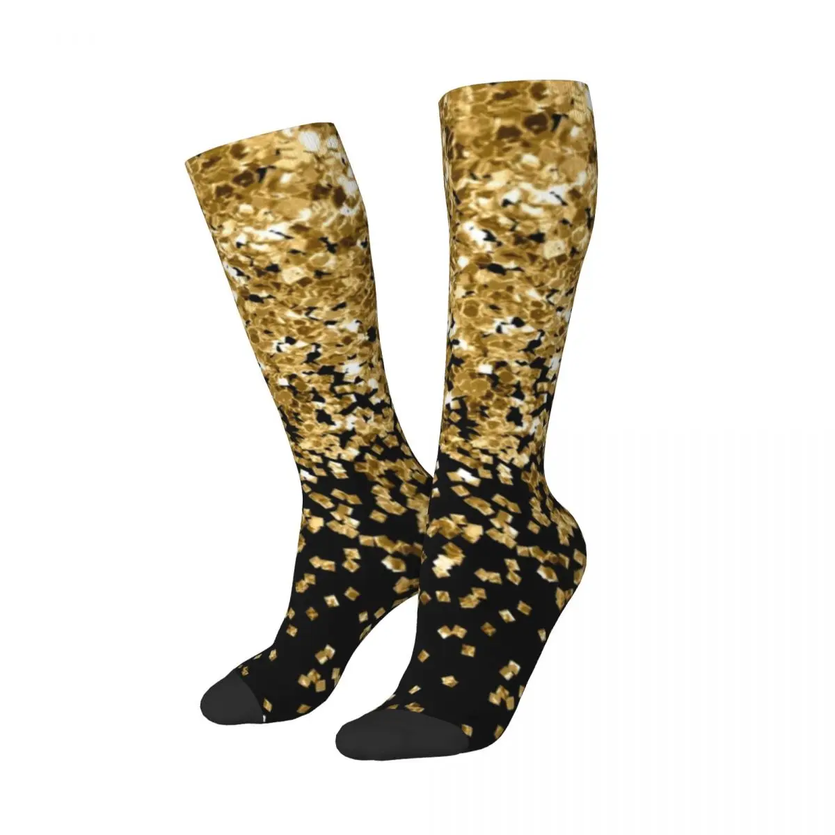 

Gold Glitter Socks Harajuku Sweat Absorbing Stockings All Season Long Socks Accessories for Unisex Christmas Gifts