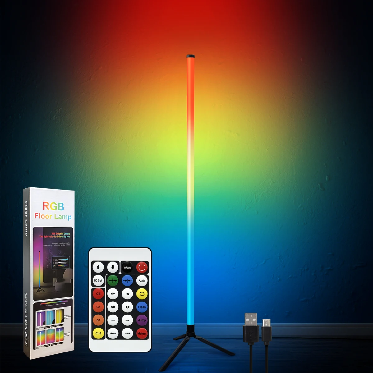 

Торшер RGB, синхронизация музыки и случайный цвет, подходит для спальни, гостиной, окружающего освещения и игровых аксессуаров.