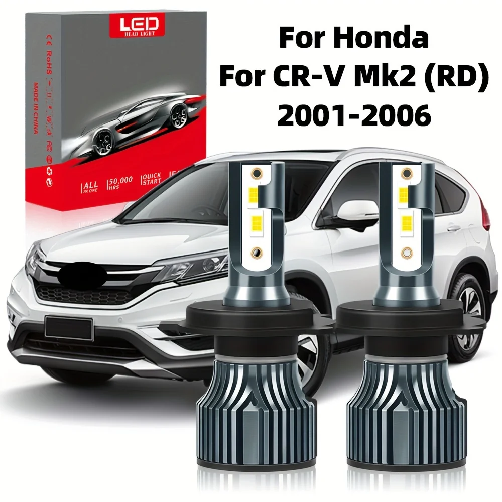 Fit For Honda CR-V Mk2 (2001-2006), LED Combo Hi/Lo Beam 150W/pair High Power 6000K High-Brightness, CSP Chip Plug-N-Play, 2pcs