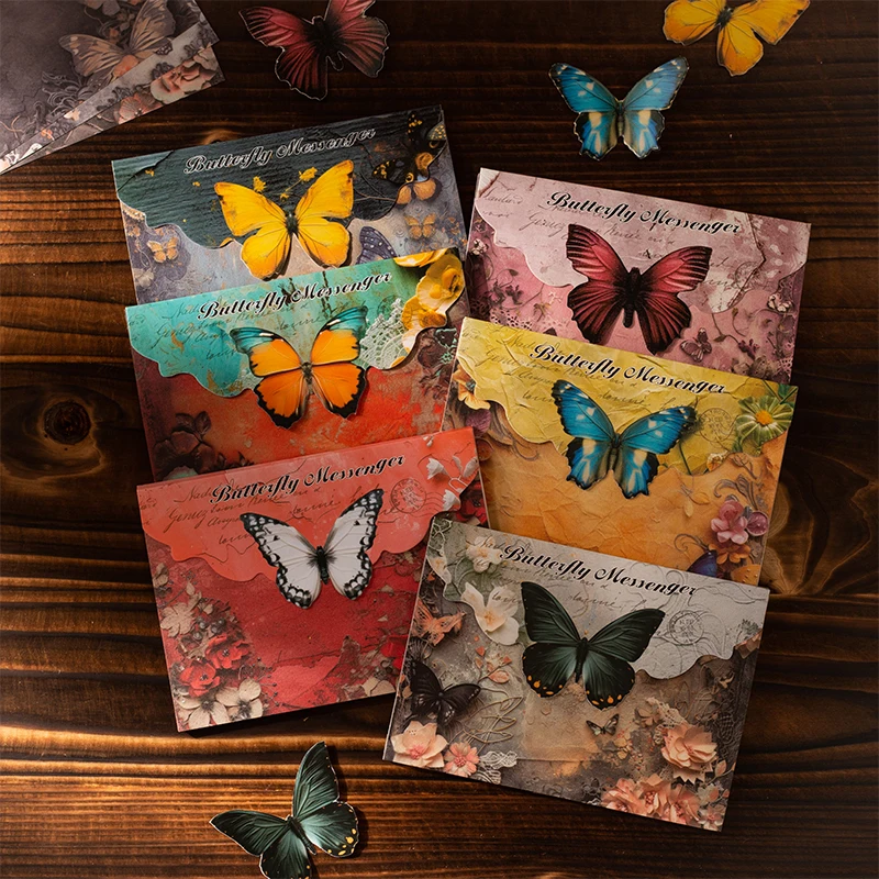 Yoofun 20pcs/lot Butterfly Messenger Vintage Flower Border Collage Material Paper Creative DIY Junk Journal Background Paper