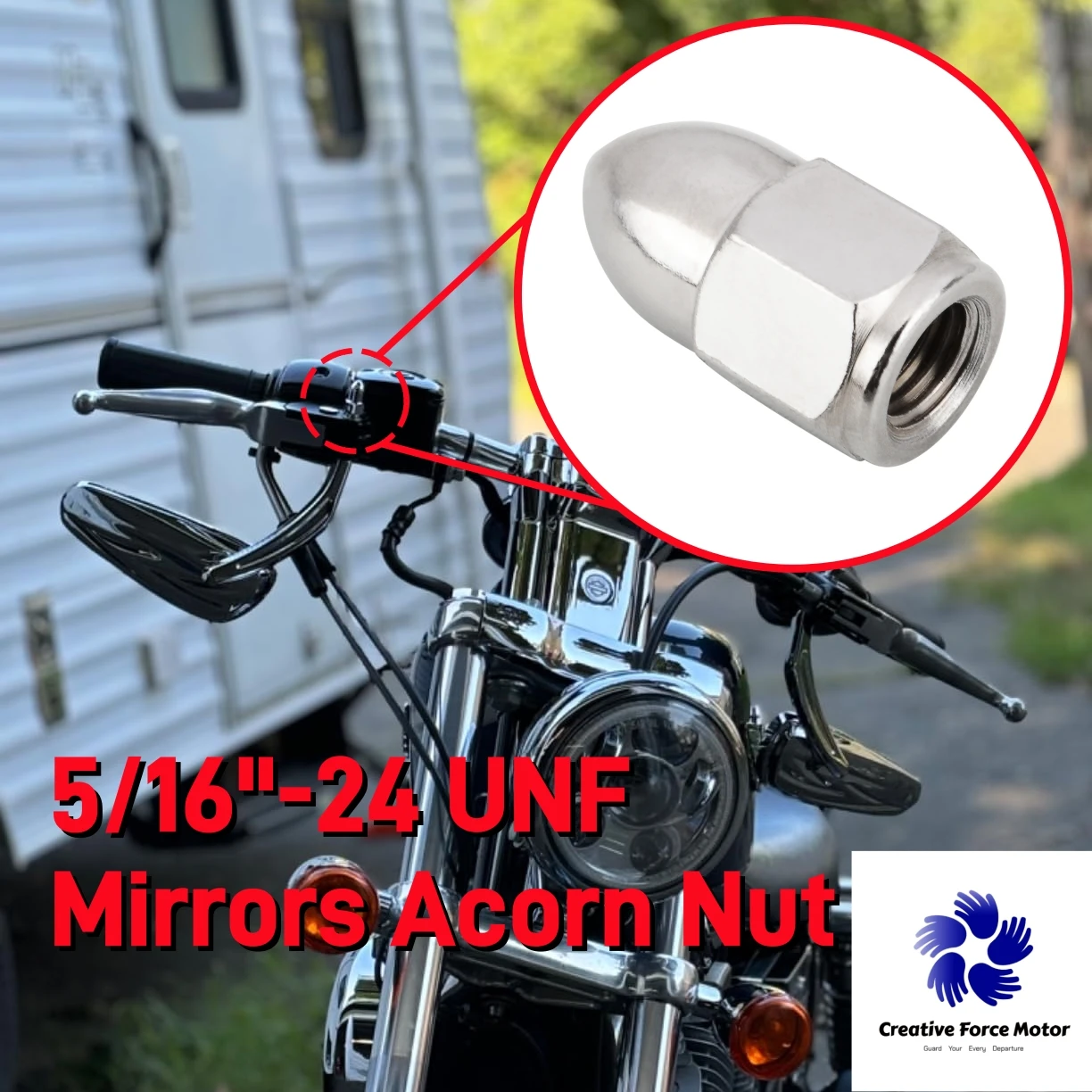 5/16 "-24 후면보기 미러 너트 오토바이 핸들 바 미러 Harley Sportster... - 3