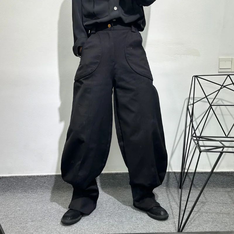 

Design Sense Niche Fashionable Loose Bloomers Workwear Popular High-Grade Dark Style Ankle-Tied Bell-Bottom Pants