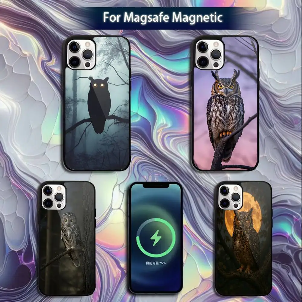 

Cute Owl Phone Case For iPhone 16e,16,15,14,13,12,11,Plus,Pro,Max,Mini Magsafe Magnetic Wireless Charging