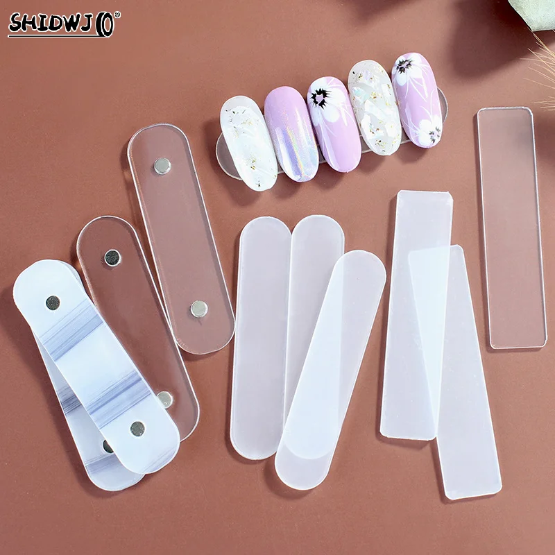 10pcs/set Car Display Stand With Magnet Transparent Practice Acrylic Gel Polish Holder Strip Manicure Showing Tools