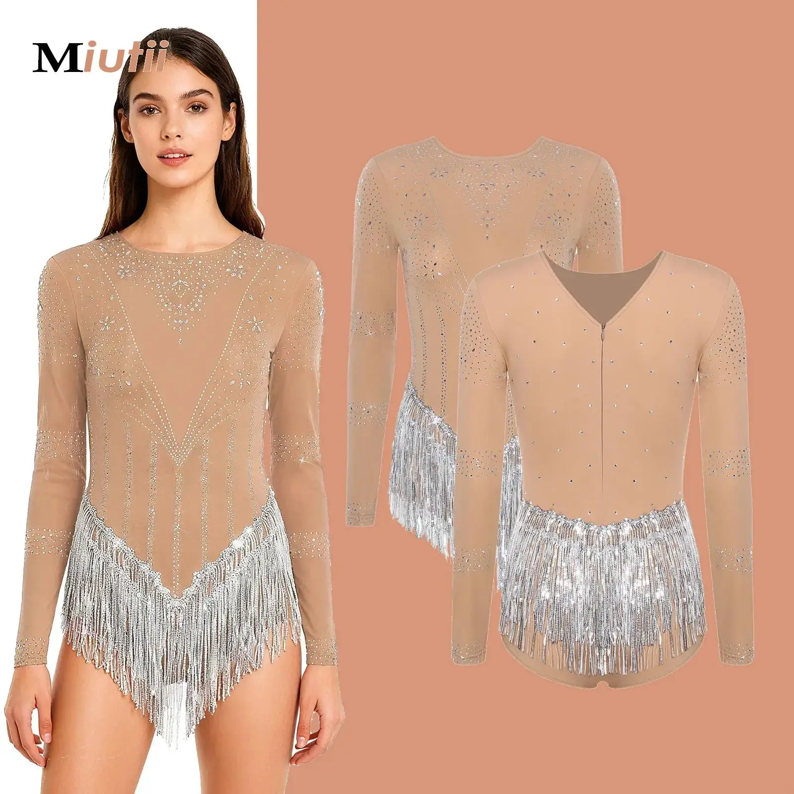 

Women Lyrical Tango Dance Dress Ballet Figure Skating Rhinestone Salsa Tango Ballroom Jazz Rumba Samba Dance Performance Costume