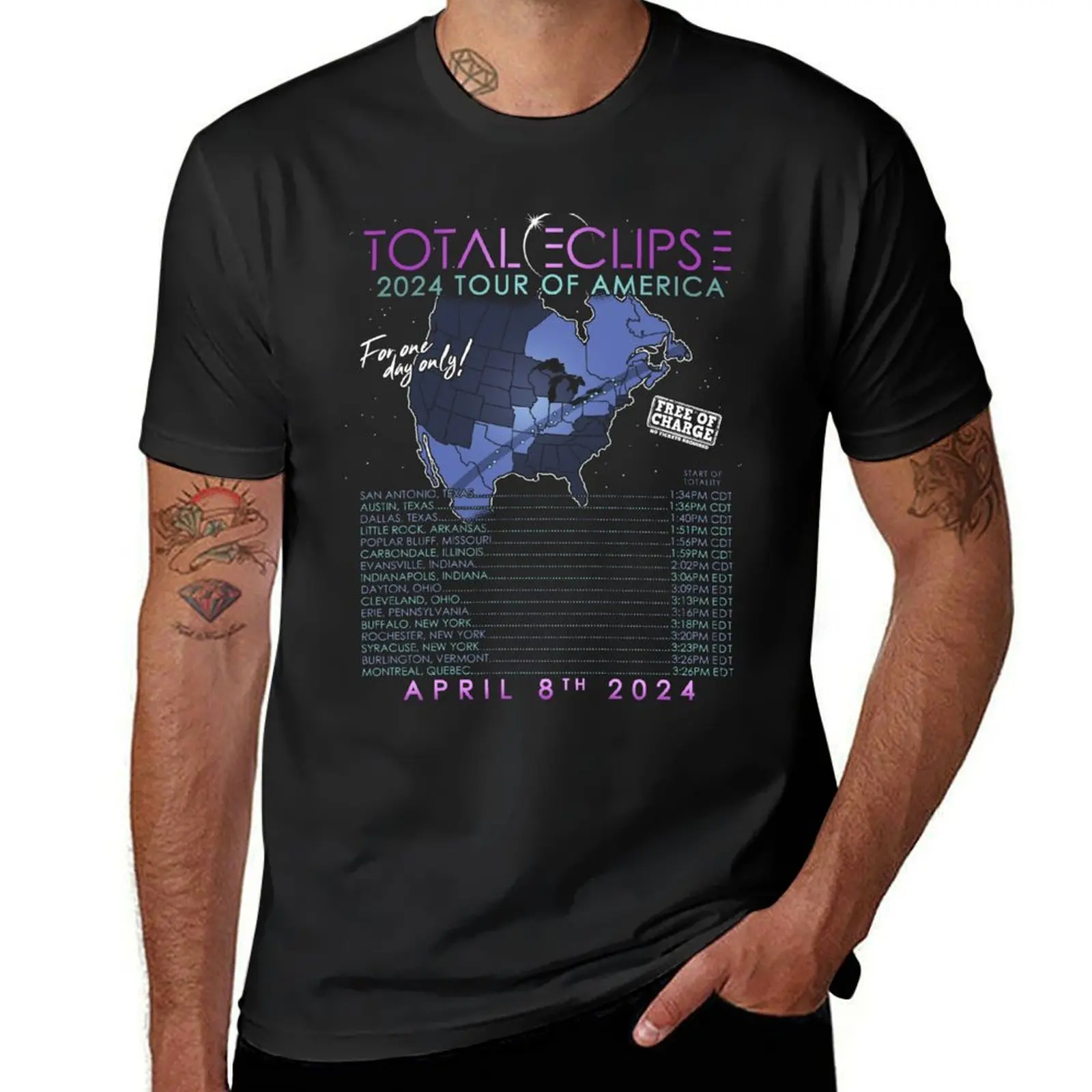 Total Solar Eclipse April 8th 2024 Tour of America T-Shirt blanks korean fashion fruit of the loom mens t shirts