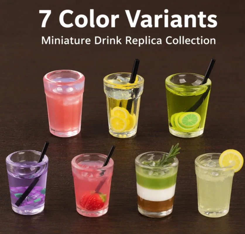 Miniature Simulation Drink Ornaments Iced Americano Lemon Water Model Cute Summer Style Car Interior Decor Creative Tiny Toy